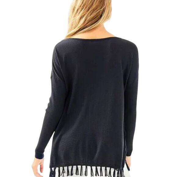 Lilly Pulitzer Ramona Black Fringe Sweater - Picture 3 of 12